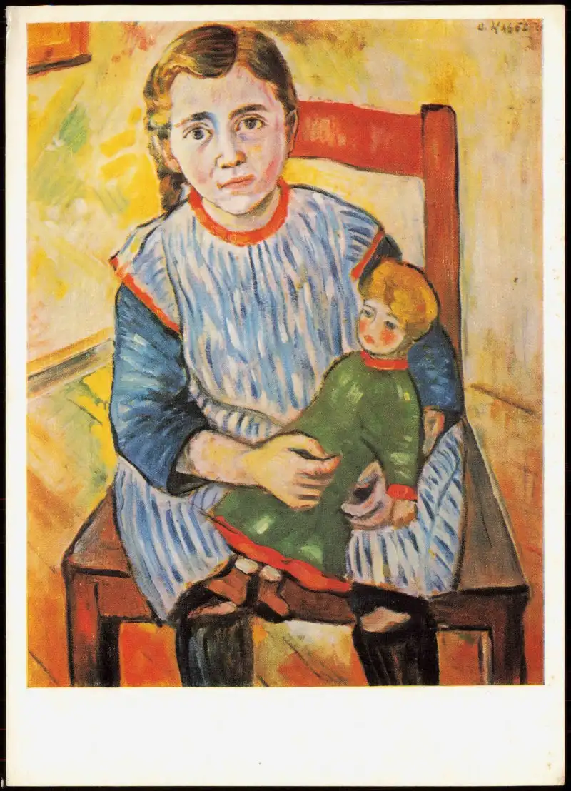 DDR Künstlerkarte OTTO NAGEL (1894-1967) Lotte (Mädchen mit Puppe) 1973