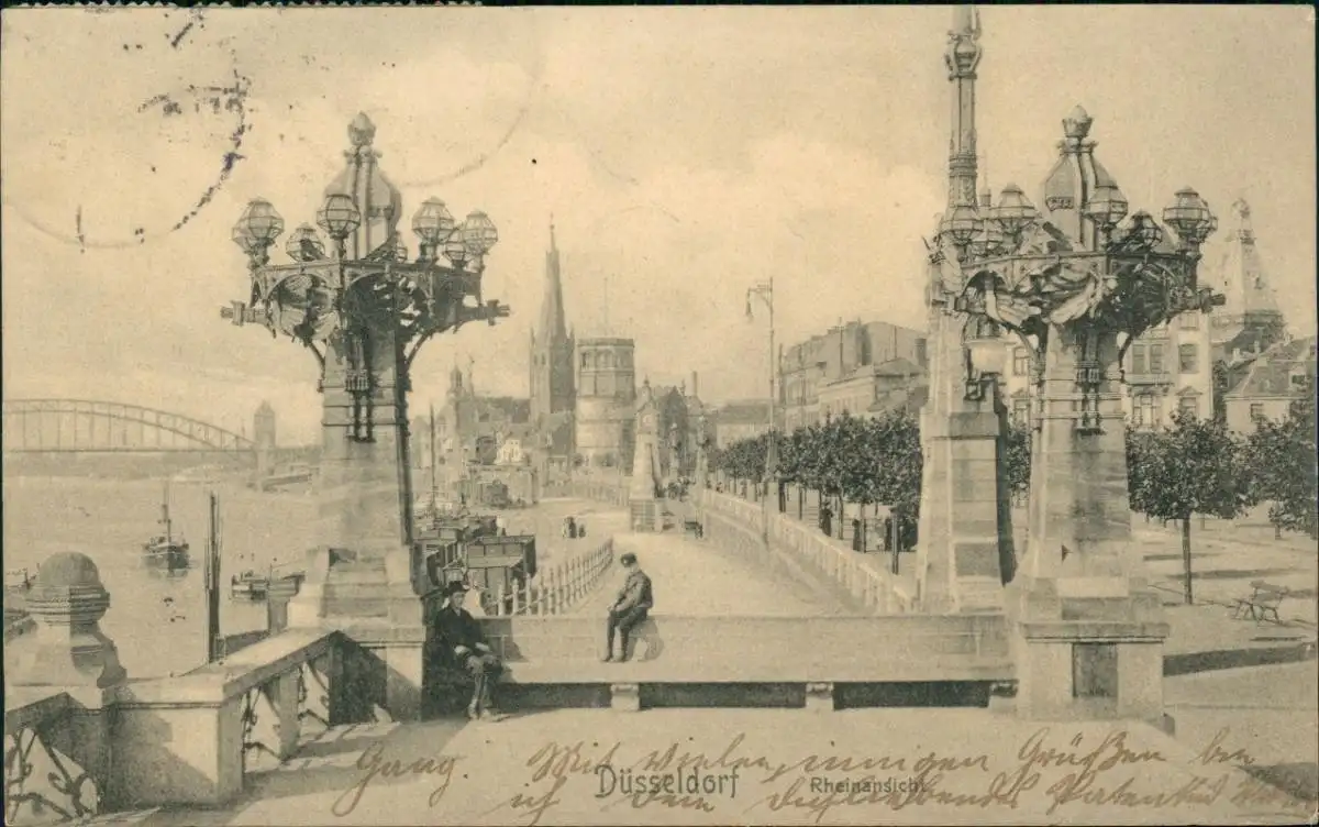 Ansichtskarte Düsseldorf Rheinansicht 1908