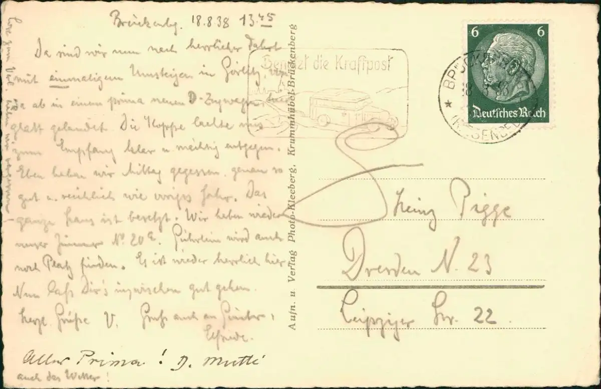 Postcard Brückenberg-Krummhübel Karpacz Górny Karpacz Stadtpartie 1938