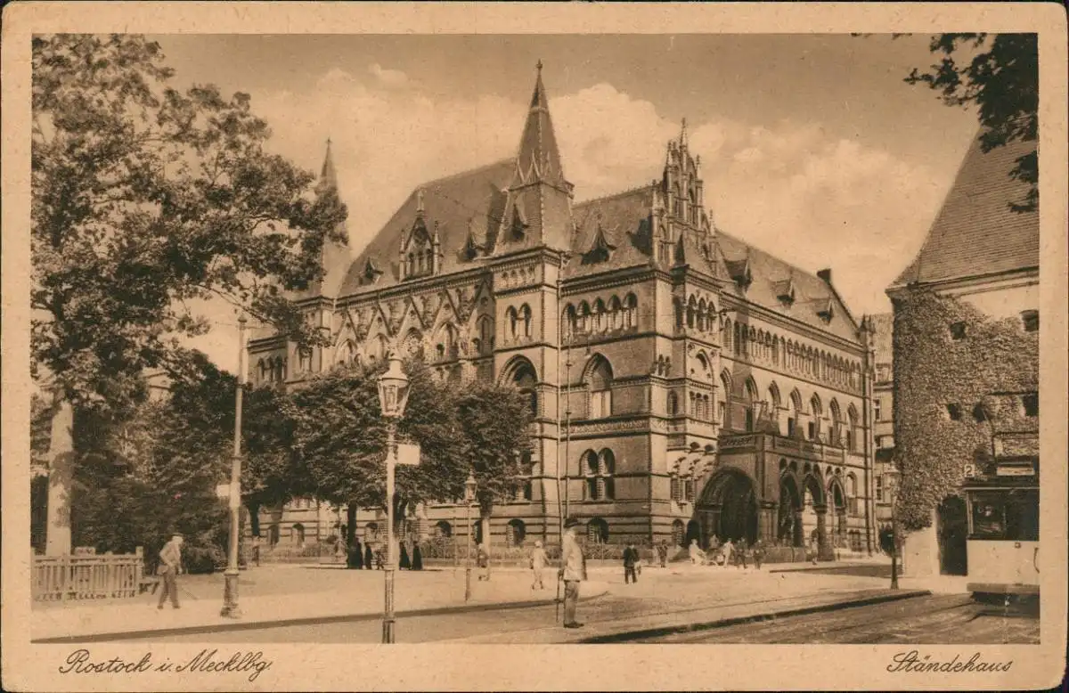 Ansichtskarte Rostock Ständehaus. 1928