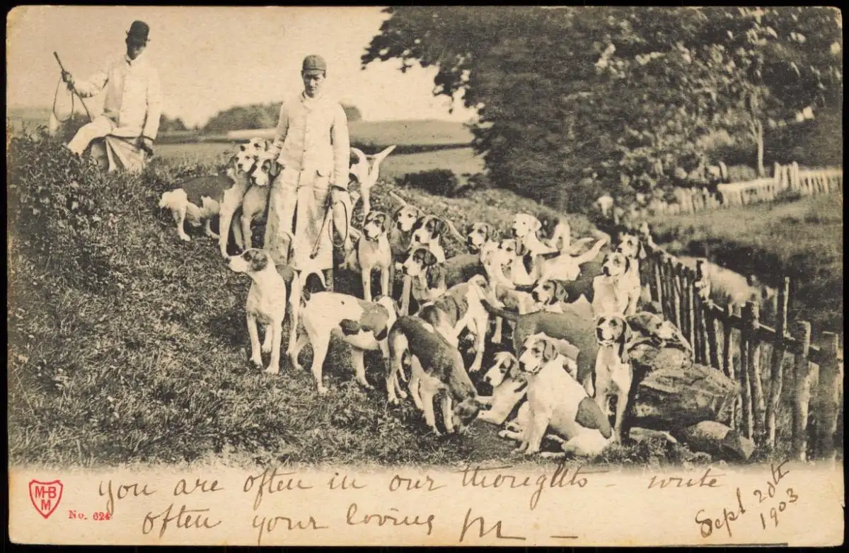 Ansichtskarte  Männer mit Hunden 1903  gel. Rußland Russia
