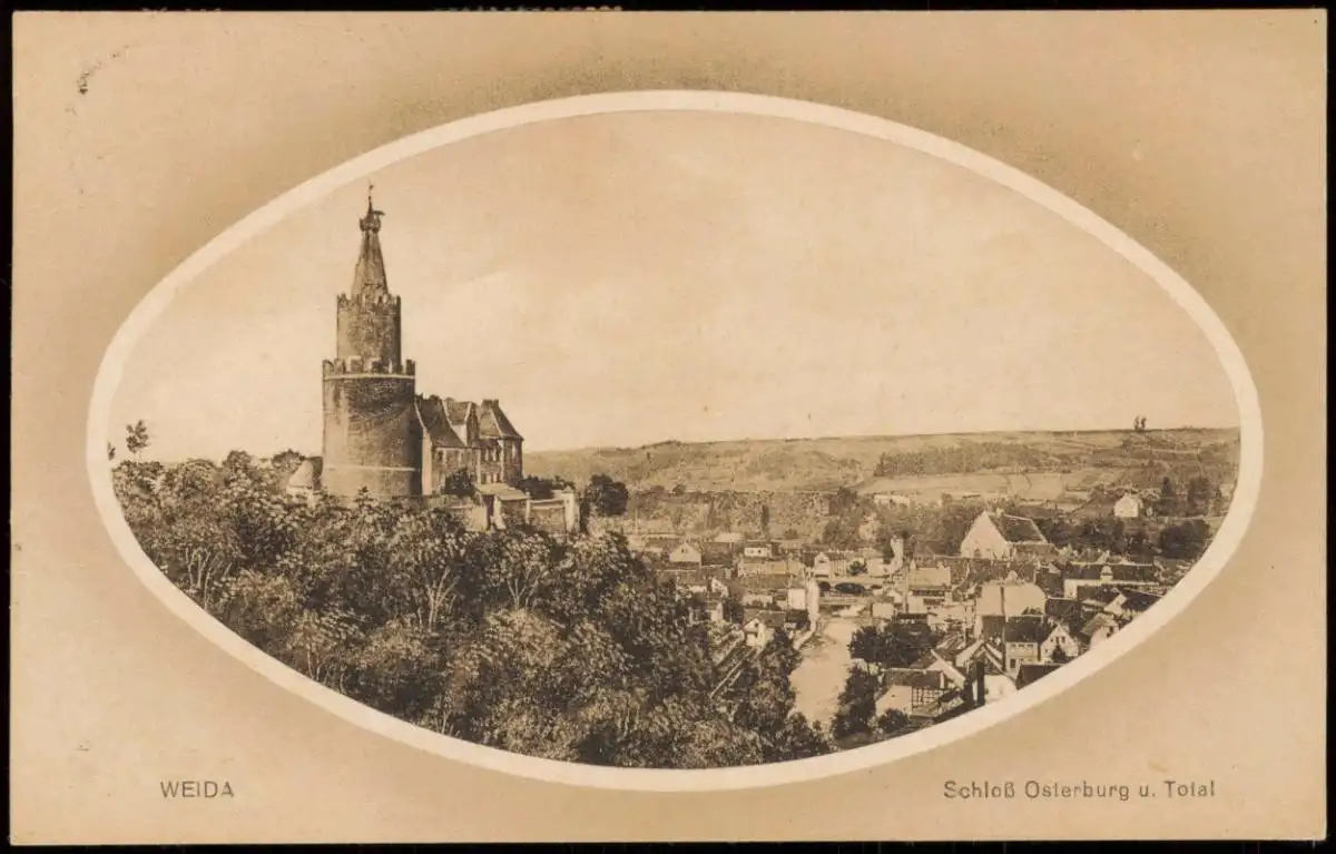 Ansichtskarte Weida (Thüringen) Schloß Osterburg u. Total 1922 Passepartout