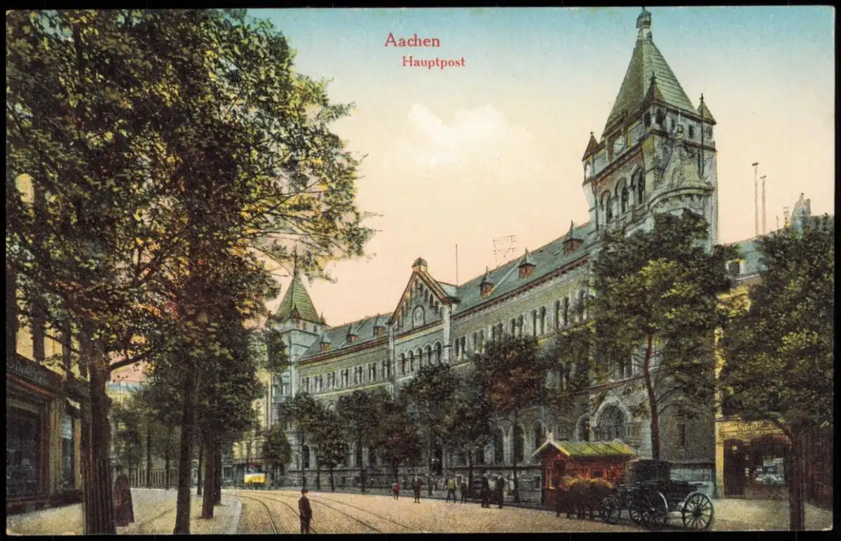 Ansichtskarte Aachen Straßen Partie an der Post Hauptpost 1910