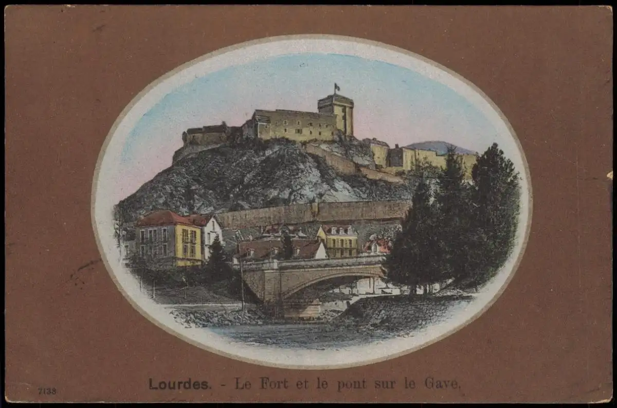 Lourdes Lorda Lourdes Le Fort et le pont sur le Gave 1920 Silber Luna