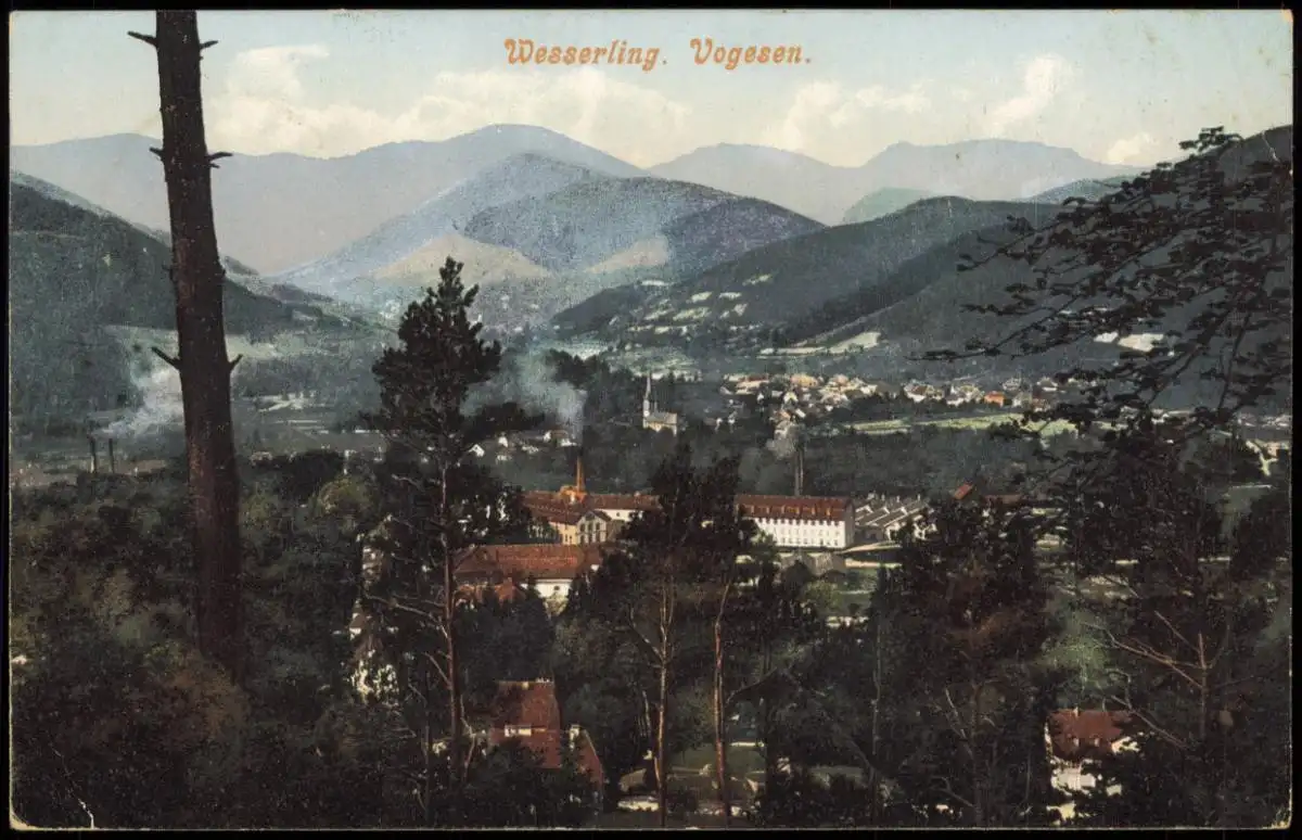 CPA Wesserling Panorama Ortsansicht 1906   gelaufen mit Stempel WESSERLING