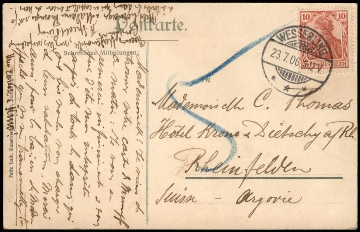 CPA Wesserling Panorama Ortsansicht 1906   gelaufen mit Stempel WESSERLING