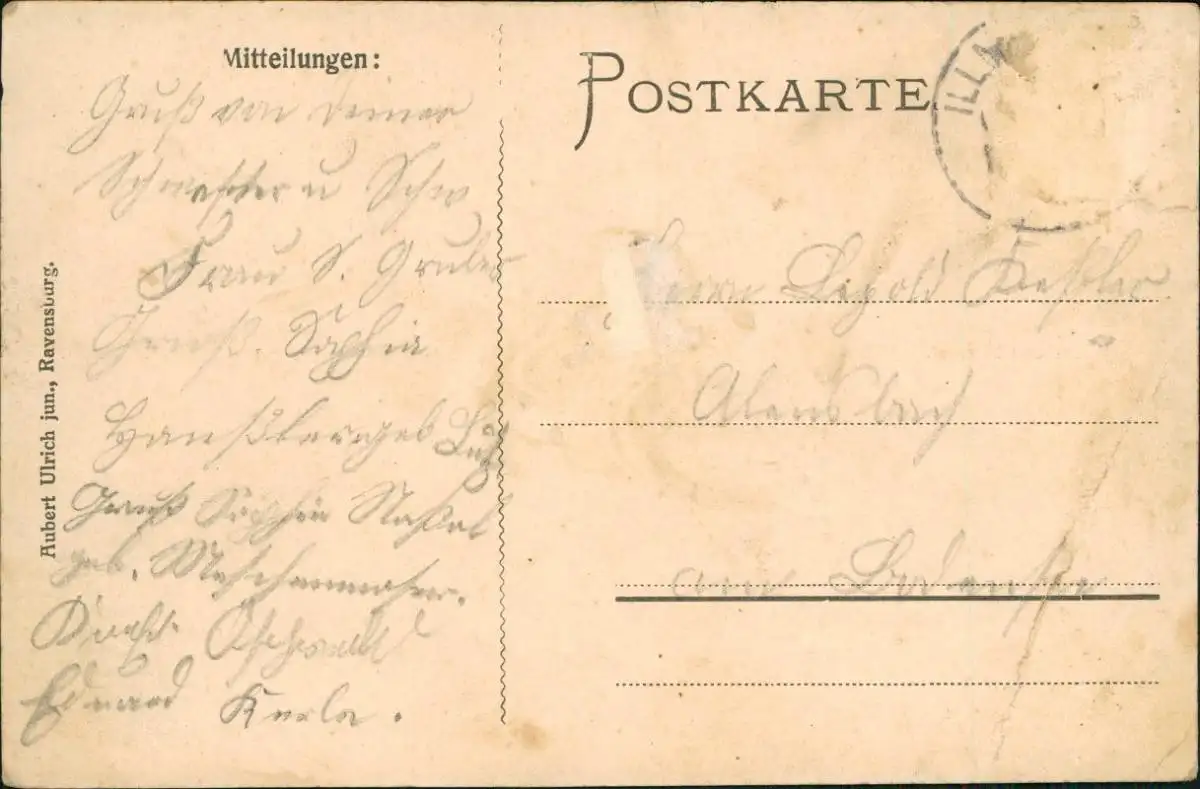 Ansichtskarte Illmensee Kirche und Pfarrhof, Bäckerei 4 Bild 1913
