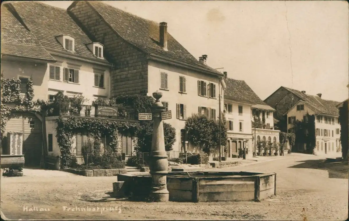 Ansichtskarte Hallau b. Schaffhausen Straßenpartie Geschäfte 1926