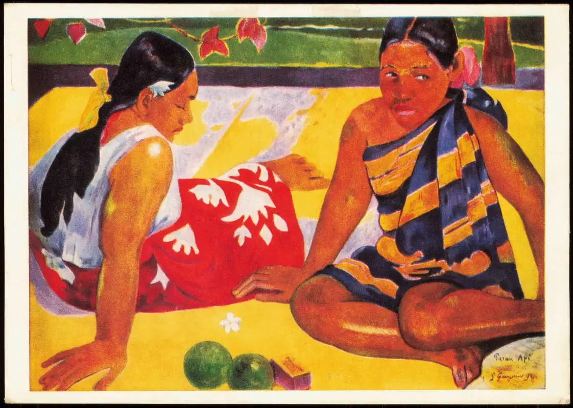 DDR Künstlerkarte: PAUL GAUGUIN Zwei Frauen Tahiti Gemäldegalerie Dresden 1976