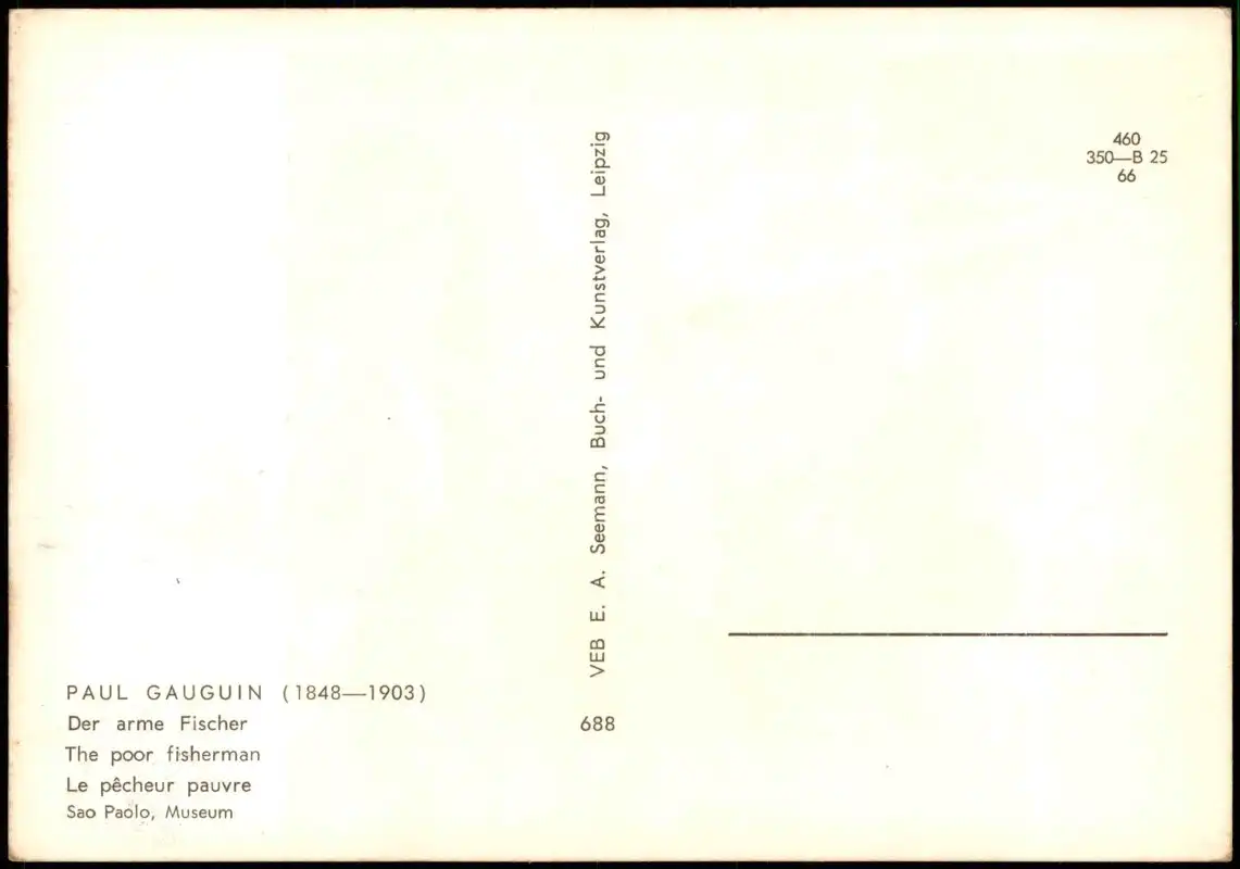 DDR Künstlerkarte: PAUL GAUGUIN (1848-1903) Der arme Fischer 1966