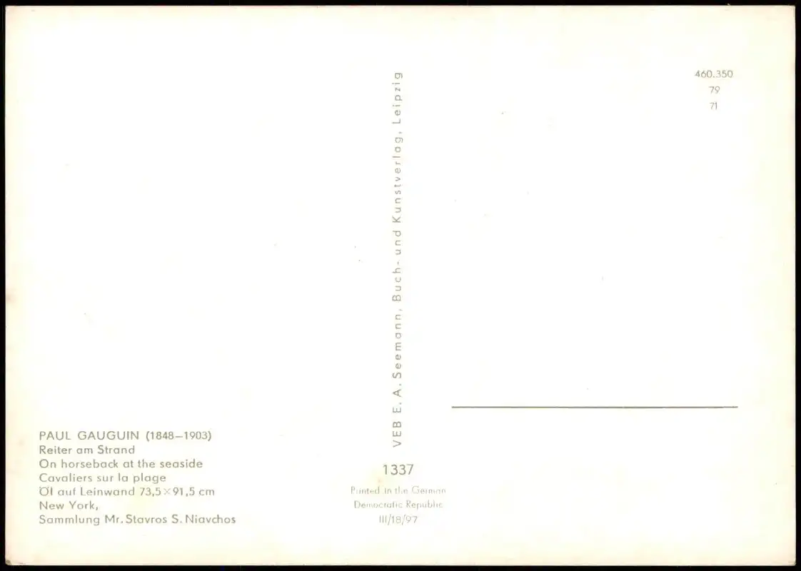 DDR Künstlerkarte PAUL GAUGUIN (1848-1903) Reiter am Strand 1971