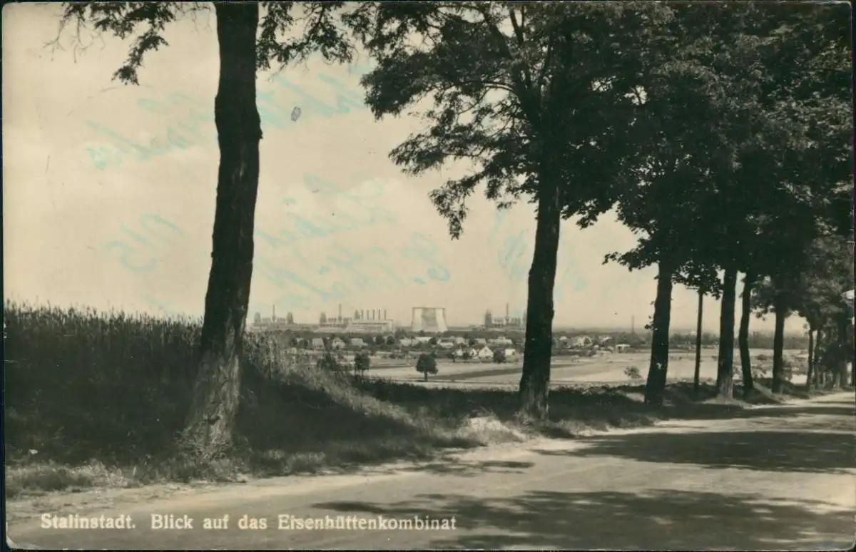 Ansichtskarte Eisenhüttenstadt Blick auf das Eisenhüttenkombinat 1956