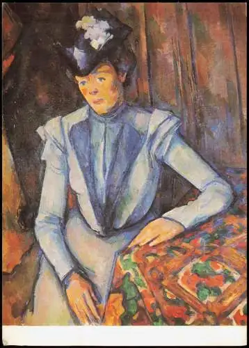 DDR Künstlerkarte PAUL CEZANNE (1839-1906) Frau in Blau Ermitage, Leningrad 1974