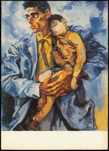 DDR Künstlerkarte: RENATO GUTTUSO (geb. 1912) Porträt Roccos mit Sohn 1963