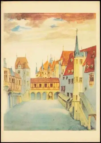 DDR Künstlerkarte: ALBRECHT DÜRER Schloßhof in Innsbruck  Innsbruck 1970