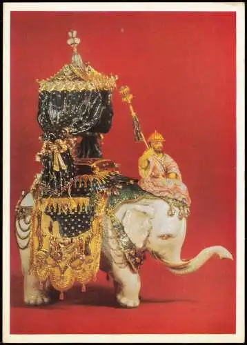 Kunst-AK:  DINGLINGER Weißer Elefant Hofstaat des Großmoguls Aureng Zeb 1968