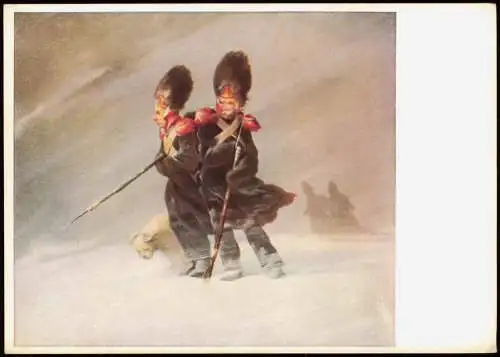 DDR Künstlerkarte FERDINAND RAYSKI (1806-1890) Grenadiere im Schnee 1968