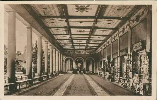 Postcard Bad Reinerz Duszniki-Zdrój Wandelhalle, Geschäfte 1928