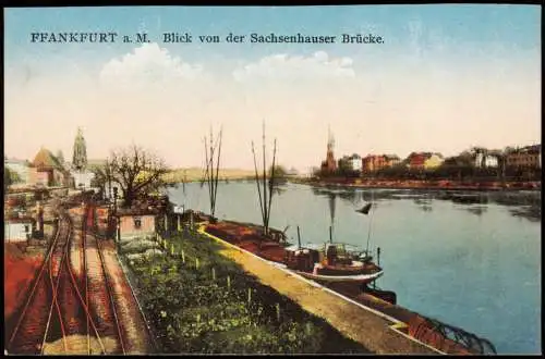 Sachsenhausen-Frankfurt am Main Blick von der  Brücke. Eisenbahn 1914