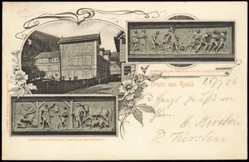 Ansichtskarte Ruhla Landgrafenschmiede, Reliefs 3 Bild 1906