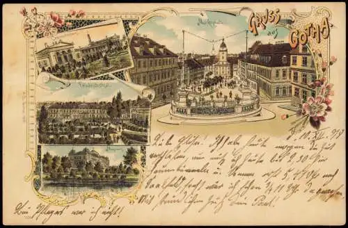Litho AK Gotha Crematorium. Friedrichsthal. Markt Gruss aus... 1898