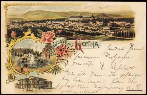 Ansichtskarte Litho AK Gotha Schlossberg Theater Stadt Gruss aus... 1904