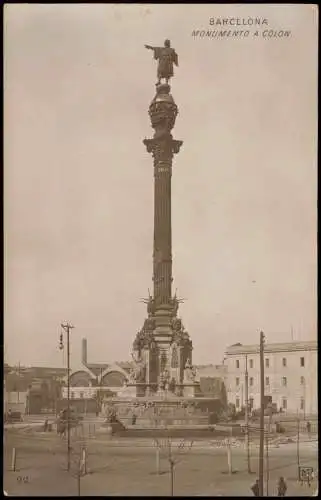 Postales Barcelona MONUMENTO A COLON Platz Fotokarte 1915