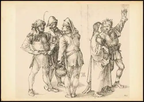 Künstlerkarte Künstler ALBRECHT DÜRER   Marktbauern und junges Paar 1970