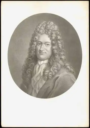 Künstlerkarte: G. W. Leibniz nach einem Stich von I. F. Bause 1980