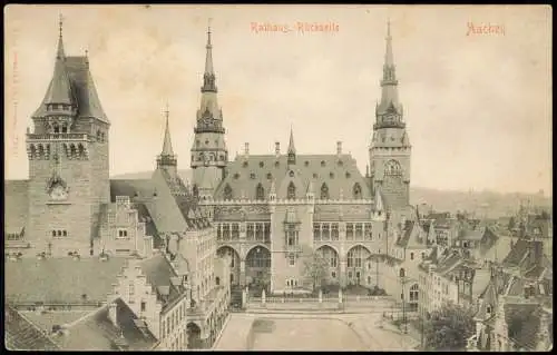 Ansichtskarte Aachen Rathaus, Rückseite 1910