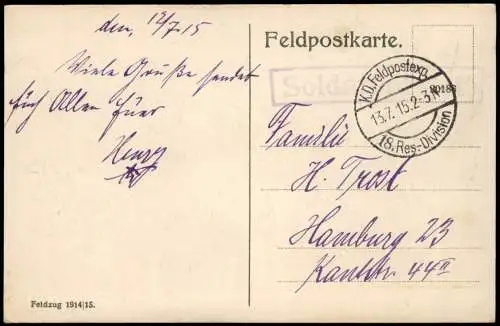 CPA Noyon Rückansicht der Kathedrale 1915   1. Weltkrieg  Feldpoststempel