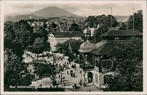 Postcard Bad Salzbrunn Szczawno-Zdrój Elisenhalle, Hochwald 1937