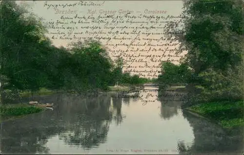 Seevorstadt-Ost/Großer Garten-Dresden Carolasee im Großen Garten 1904