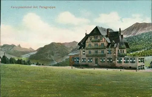 Cartoline Belluno Bełun Karerpasshotel mit Palagruppe 1906