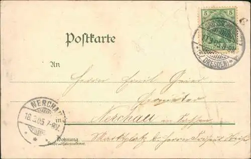 Ansichtskarte Löbau Rathaus - Mohnblumen 1905 Passepartout