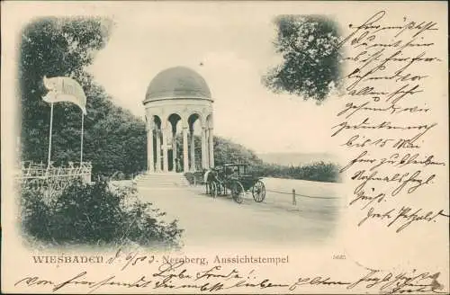 Ansichtskarte Wiesbaden Tempel - Neroberg Kutsche Restaurant 1903