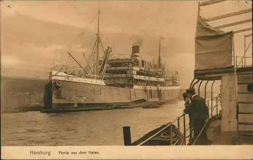 Ansichtskarte Hamburg Partie am Hafen - Dampfer Steamer 1907
