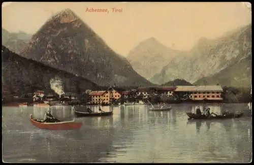 Ansichtskarte Eben am Achensee Achensee, Tirol - Hotel Ruderboote 1909