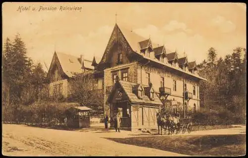 Postcard Herrnskretschen Hřensko Hotel Rainwiese b. Tetschen 1922