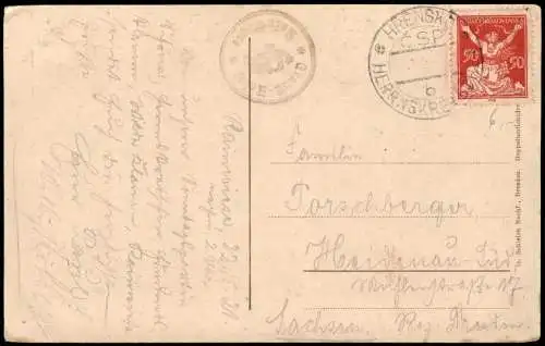 Postcard Herrnskretschen Hřensko Hotel Rainwiese b. Tetschen 1922