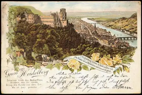 Ansichtskarte Litho AK Heidelberg Stadt, Burg 1895