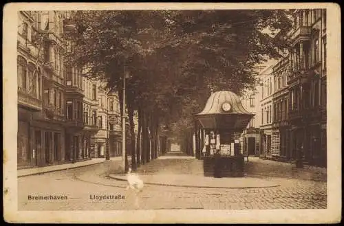 Ansichtskarte Bremerhaven Lloydstraße - Kiosk 1917