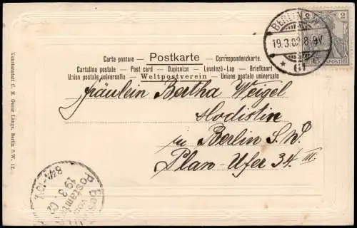 Ansichtskarte Mitte-Berlin Brandenburger Tor - Blaudruck 1902 Passepartout