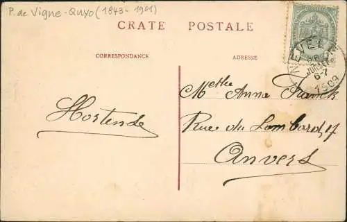 Postkaart Gent Ghent (Gand) Statue Lieven Bauwens (Denkmal) 1909