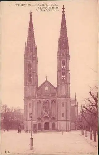Ansichtskarte Wiesbaden St-Bonifacius Kirche Eglise St-Boniface 1910