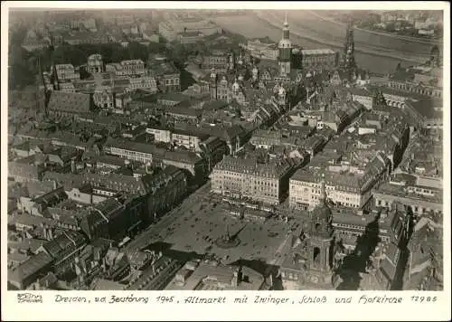 Dresden Luftbild mit Altmarkt vor der Zerstörung 1960 Walter Hahn:12985