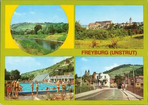 Freyburg Unstrut Weinberge, Neuenburg, Freibad mit Solarzellenheizung, an  1986