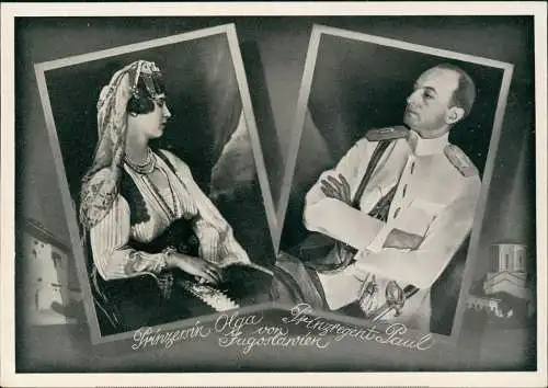Ansichtskarte  Prinzessin Olga & Prinzregent Paul von Jugoslawien 1939