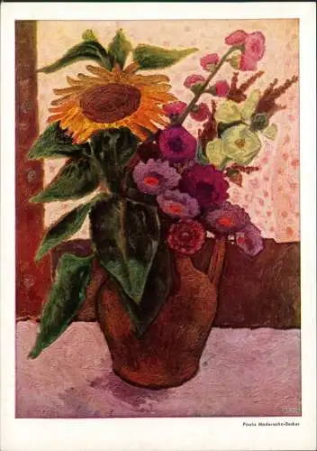 Künstlerkarte Gemälde Künstler P. MODERSOHN-BECKER Stilleben life-Fleurs 1960