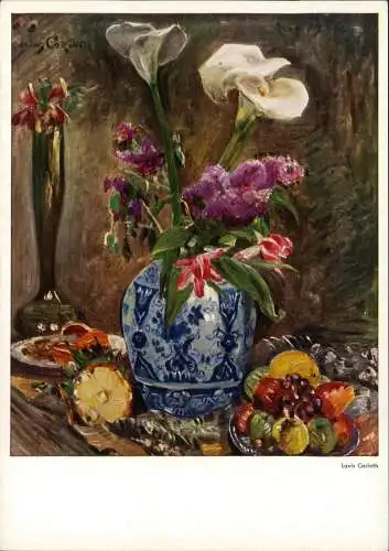 Künstlerkarte Gemälde Künstler LOVIS CORINTH Blumen und Früchte 1960